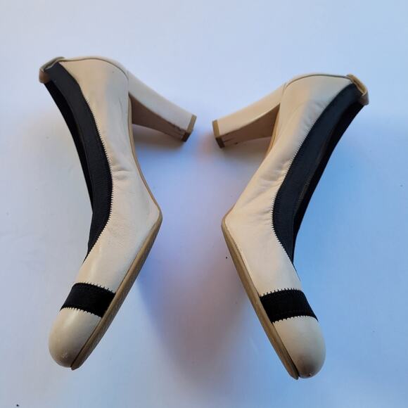 Stuart Weitzman Easily Elastic-Trim Leather Pump, Pan Napa 8.5 - Picture 5 of 12